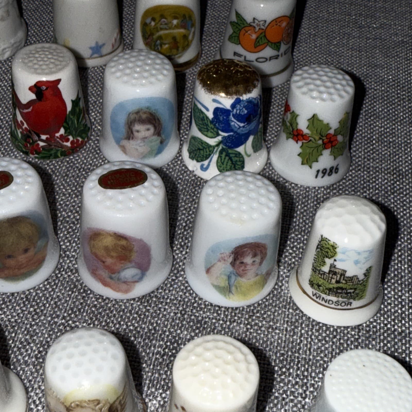 Lot Of 47 Vintage Thimbles Gorham RR Roma Enesco Gimble & Sons HH Japan Germany 6