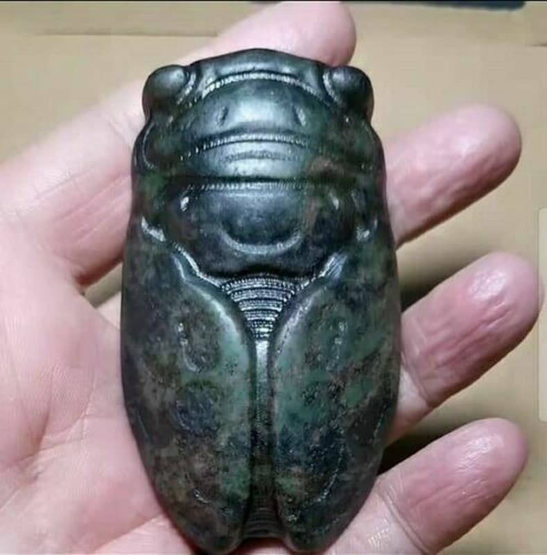 Chinese Hongshan Culture meteorite carved original cicadas monkey handicraft 3