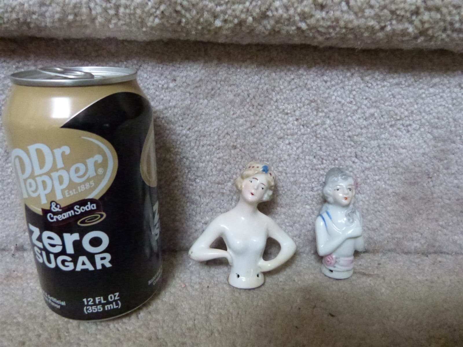 2 VINTAGE Porcelain Half Dolls Flapper Girl Germany 6099 & Japan 3" lot 2