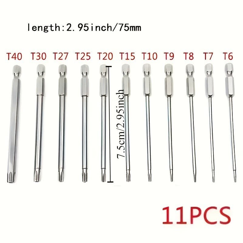 11-Piece Torx Screwdriver Bit Set - Multi-Size (T6-T40) for Vehicle Maintenance 5