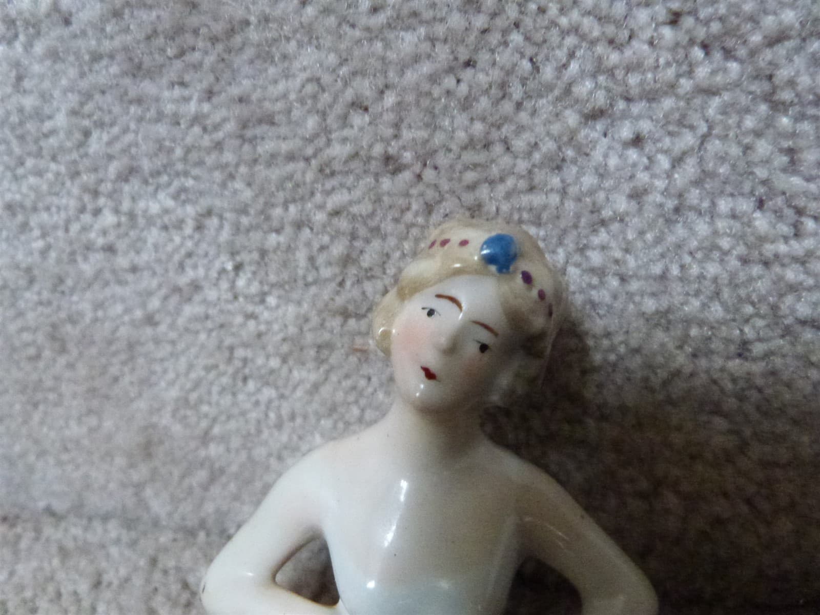 2 VINTAGE Porcelain Half Dolls Flapper Girl Germany 6099 & Japan 3" lot 4