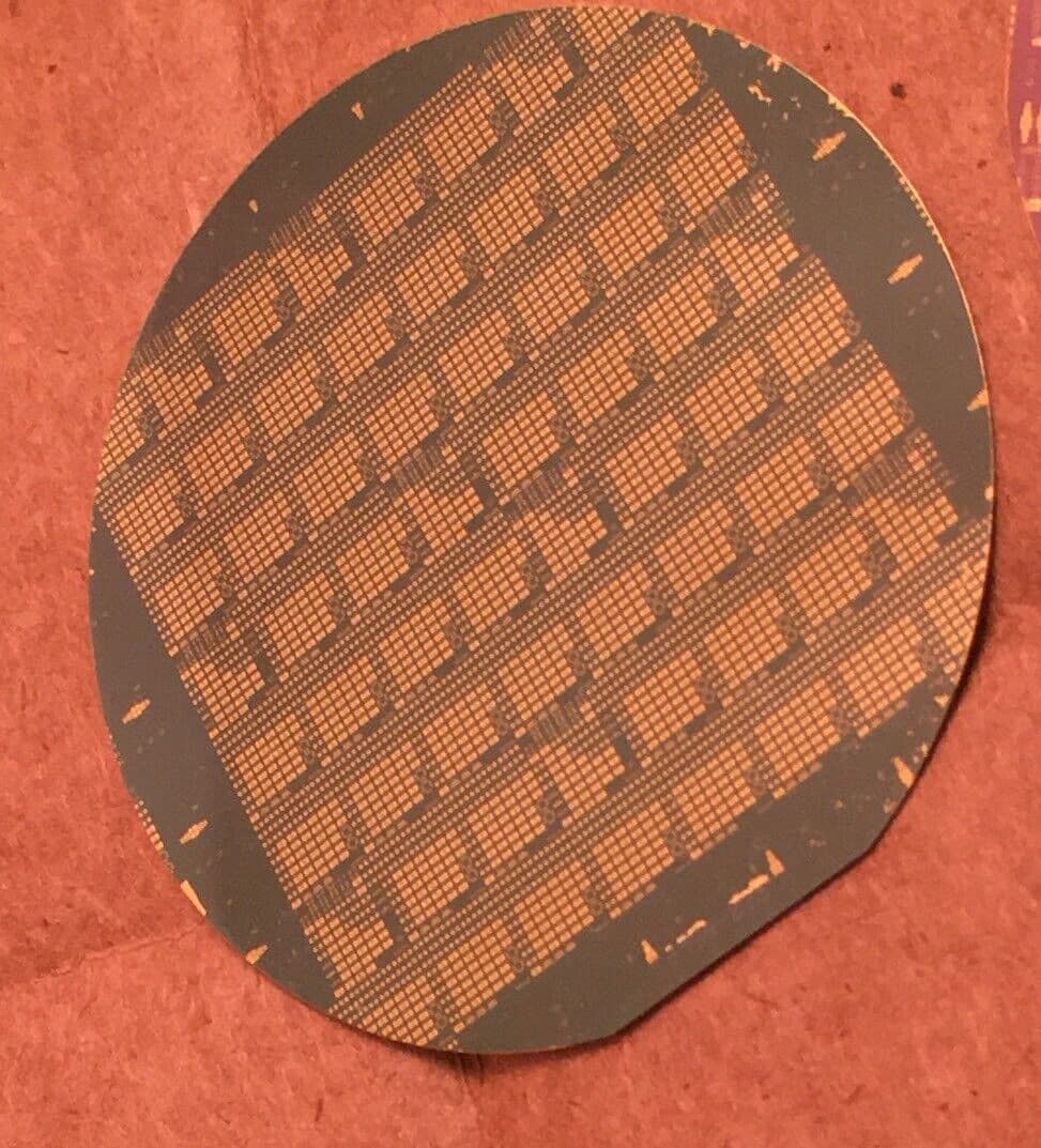 2" Gold Silicon Wafer Unique Extremely Rare RF NAND Vintage CPU Chip