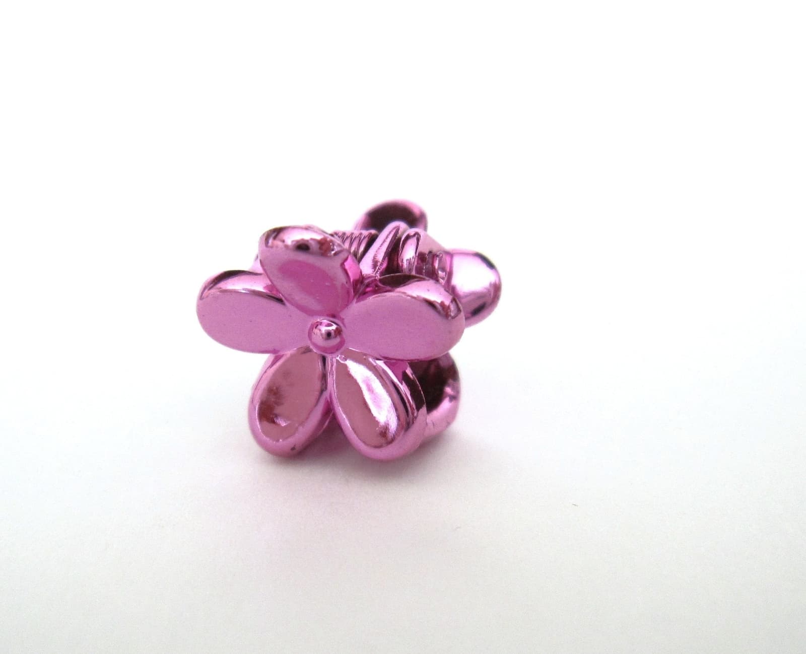 Micro mini extra tiny metalic colored flower acrylic hair claw clip 3