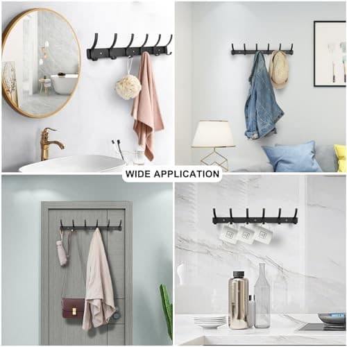 Coat Rack Wall Mounted,6 Coat Hooks for Hanging 6 Hooks 2 Pack black 5