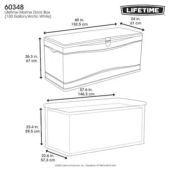 Resin Marine Dock Box Weather-Resistant with Handles and Lid Durable 130 Gal. 3