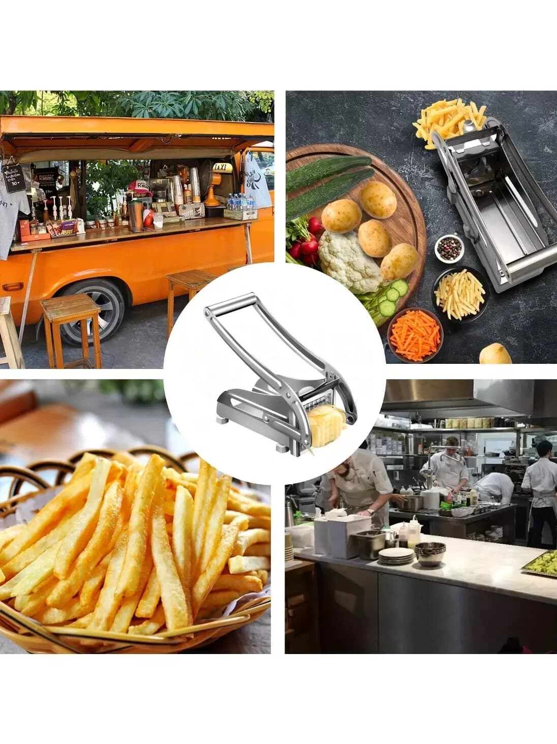 Heavy Duty Stainless Steel French Fry Cutter with Suction Feet for Potatoes 5