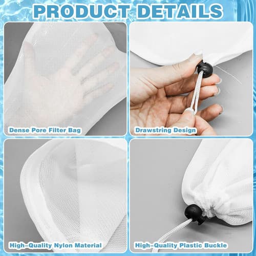 4Pcs Pool Vacuum Replacement Mesh Bag, Leaf Net Bag Fine White 3