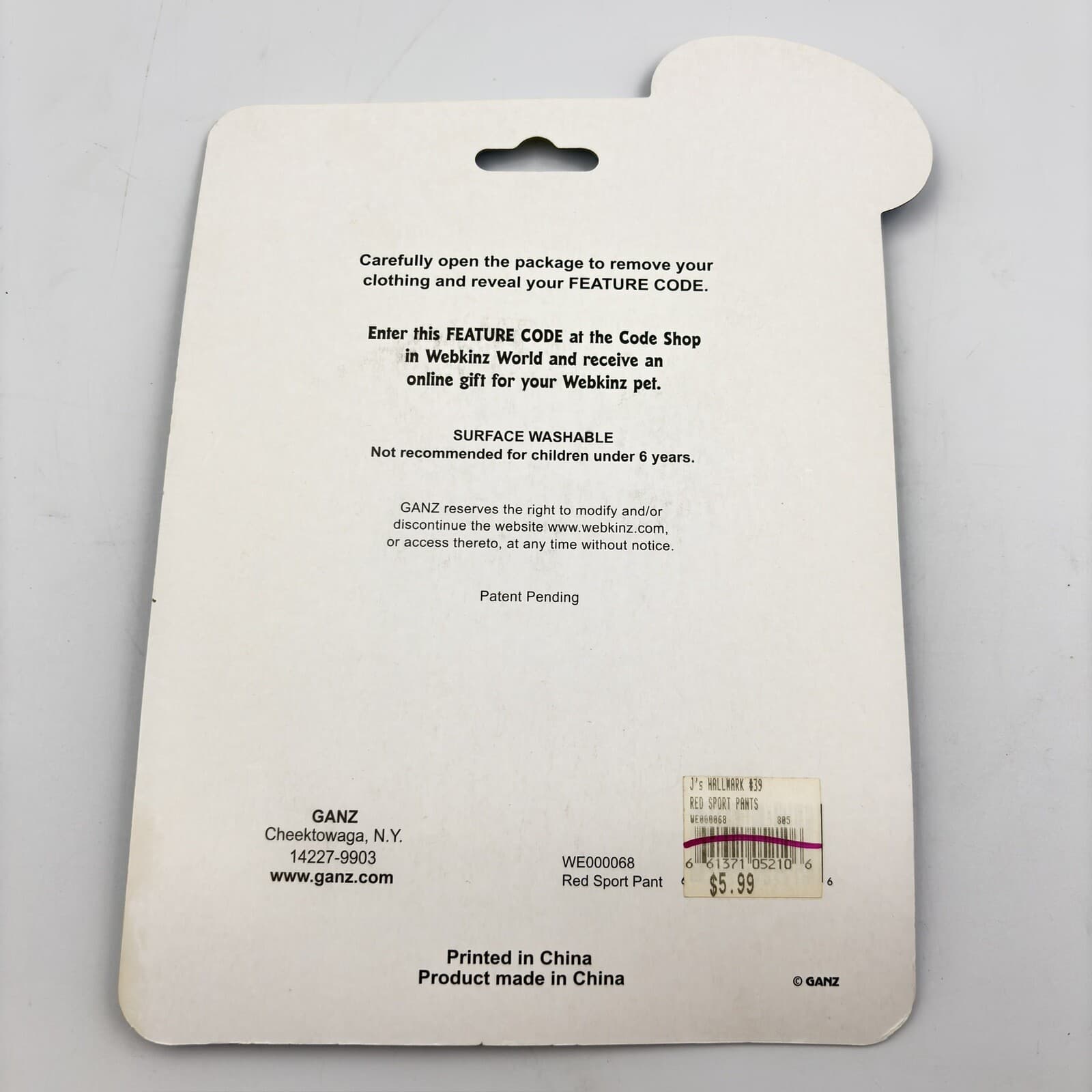  Ganz Webkinz Red Sport Pant  Clothes with code NIP 2