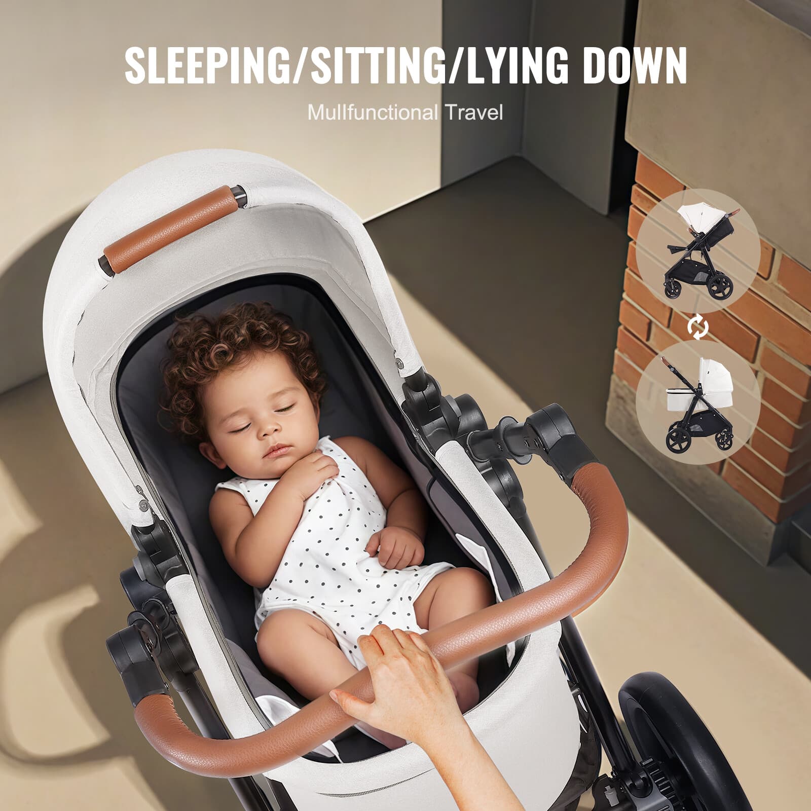 VEVOR Stroller Travel System With Bassinet Playard Baby Combo Set 2-in-1 White 3