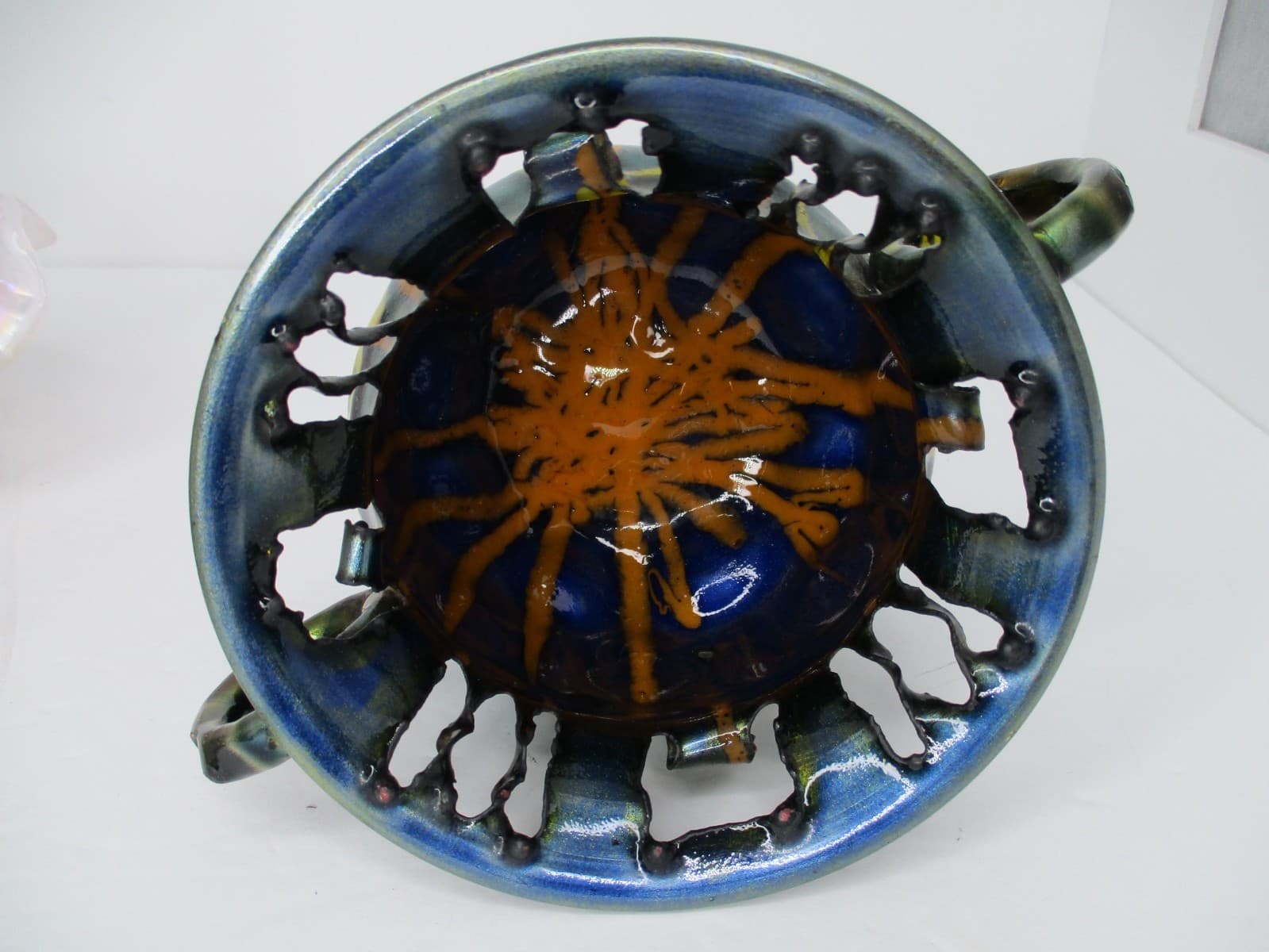 Laurana Rame D' Arte Enamel Copper 1970's Handled Vase Italy 4