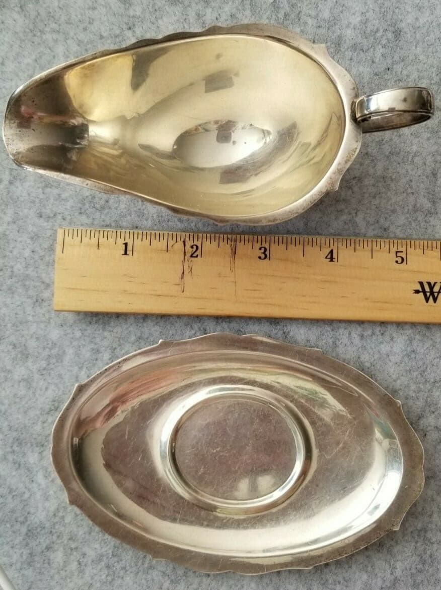 925 Sterling Silver150gr Reed & Barton X515 set -Sauce Boat and Underplate  6