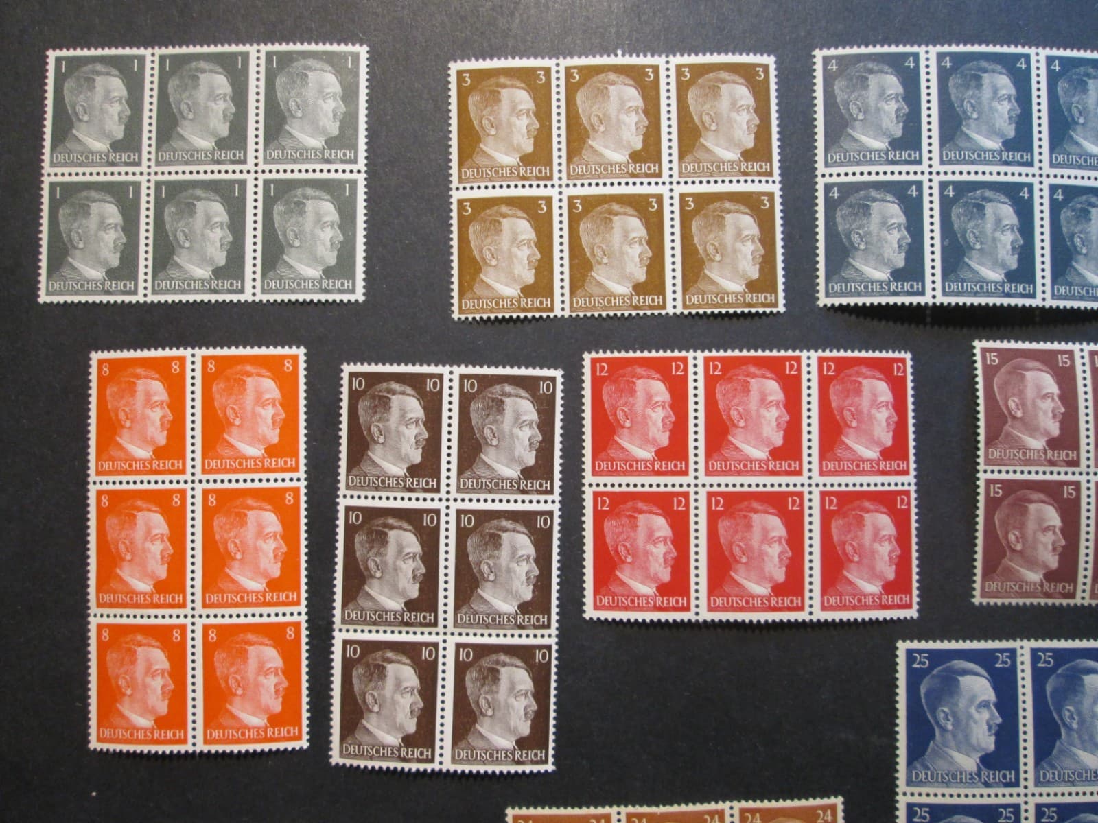 MNH Germany Europe WWII 3rd Reich Block of 6 Stamps Hitler Heads Scott HCV. 4