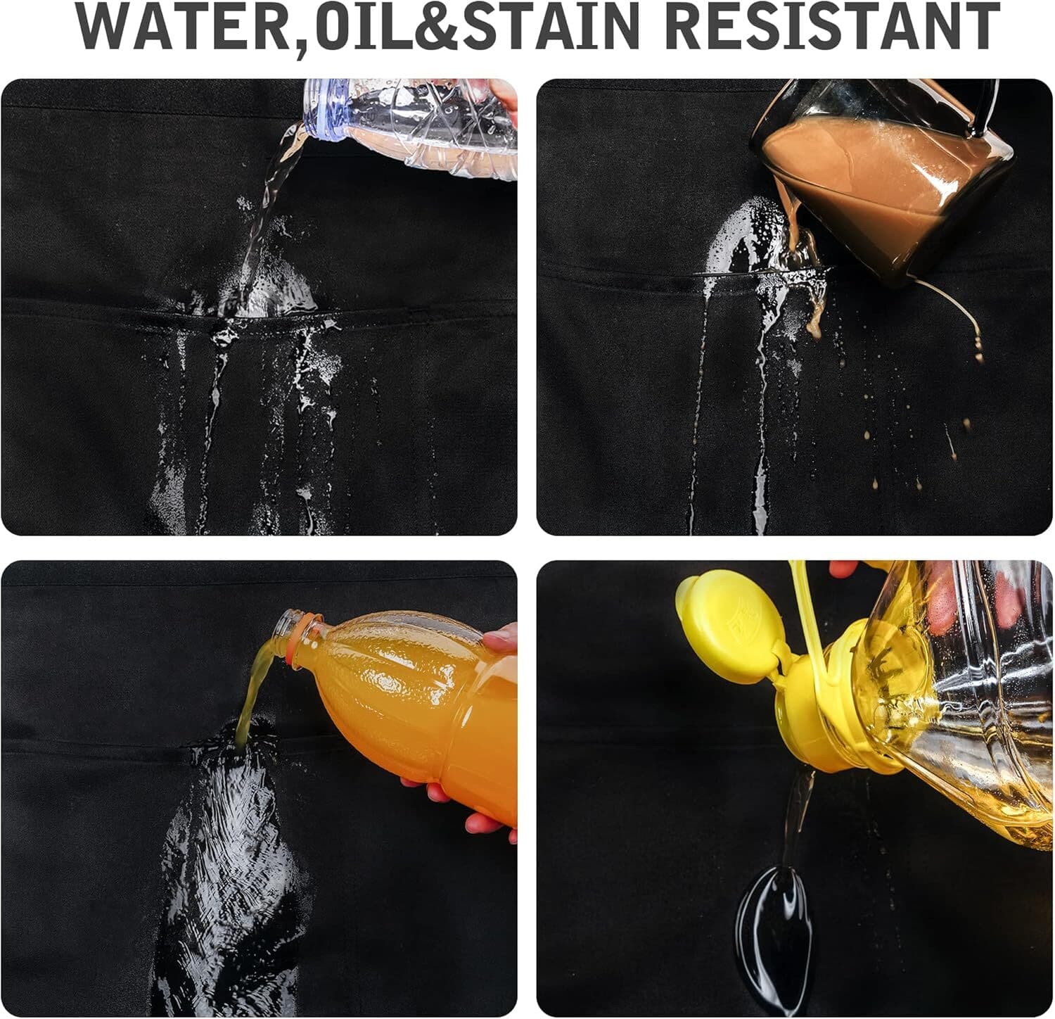 2 Pack Waitress Apron With 3 Pockets - Black Server Aprons - Waiter Short Hal... 2