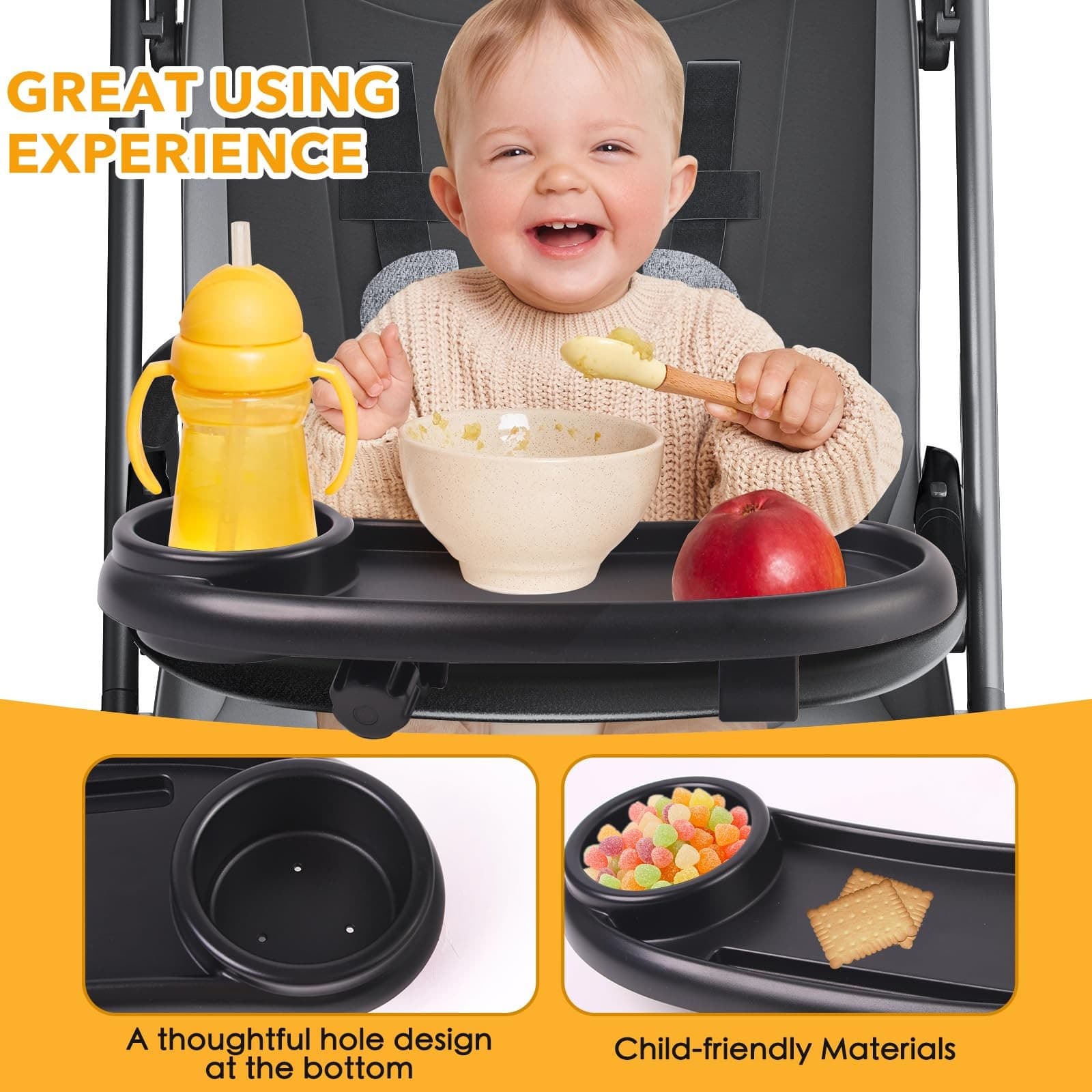 Snack Tray Compatible with Mockingbird,Nuna,Evenflo Stroller,Adjustable Strol... 2