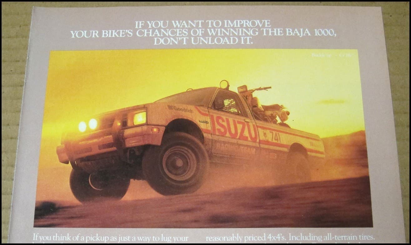 1985 Isuzu 4x4 Pickup Truck Print Ad Car Auto Advertisement Japan Team Vintage 3