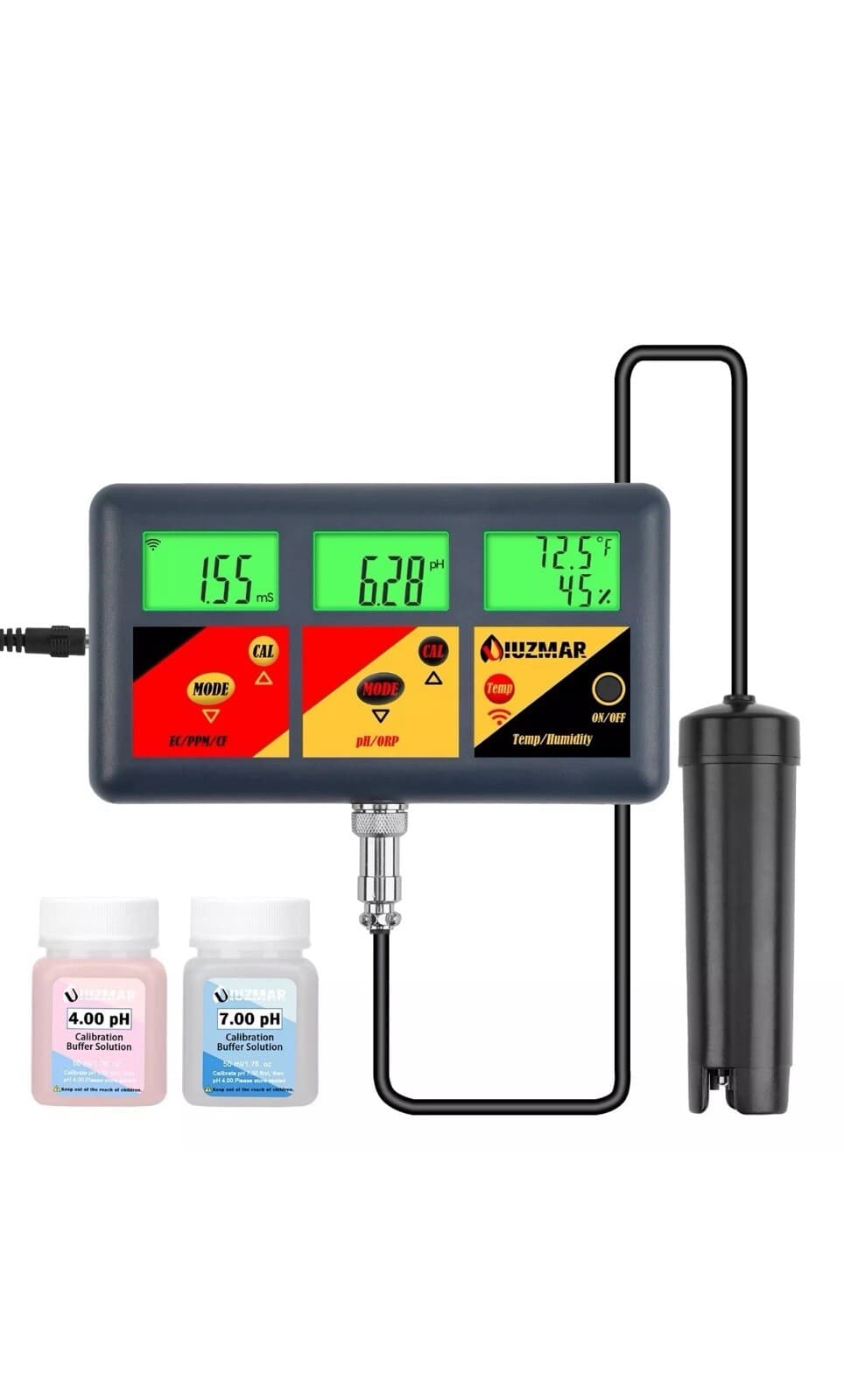 pH EC TDS Continuous Monitor pH ORP Meter for Home Growers, 7 in 1 pH EC PPM ... 2