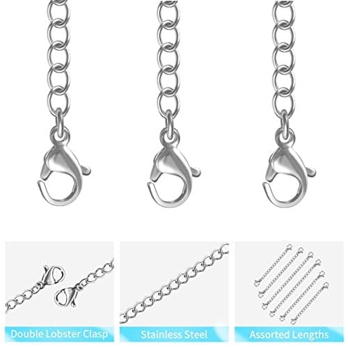  12 PCS Necklace Extenders - Stainless Steel Necklace 1" 2" 3" 4" 5" 6" Silver 3