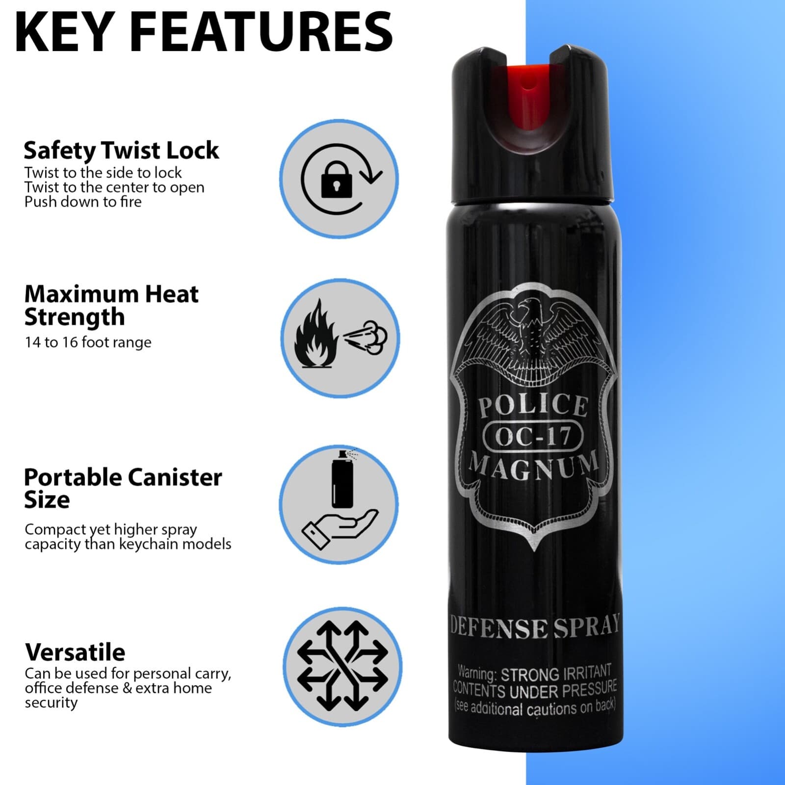 Police Magnum 4 ounce pepper spray Safety Lock Self Defense Security Protection 2