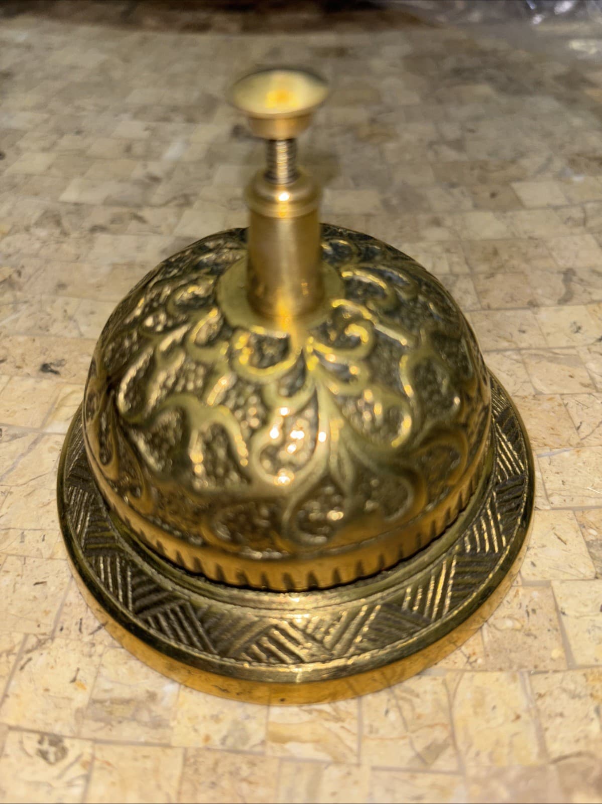 Vintage BRASS Hotel or Ornate Desk BELL filigree Sale Service Counter bell. 2