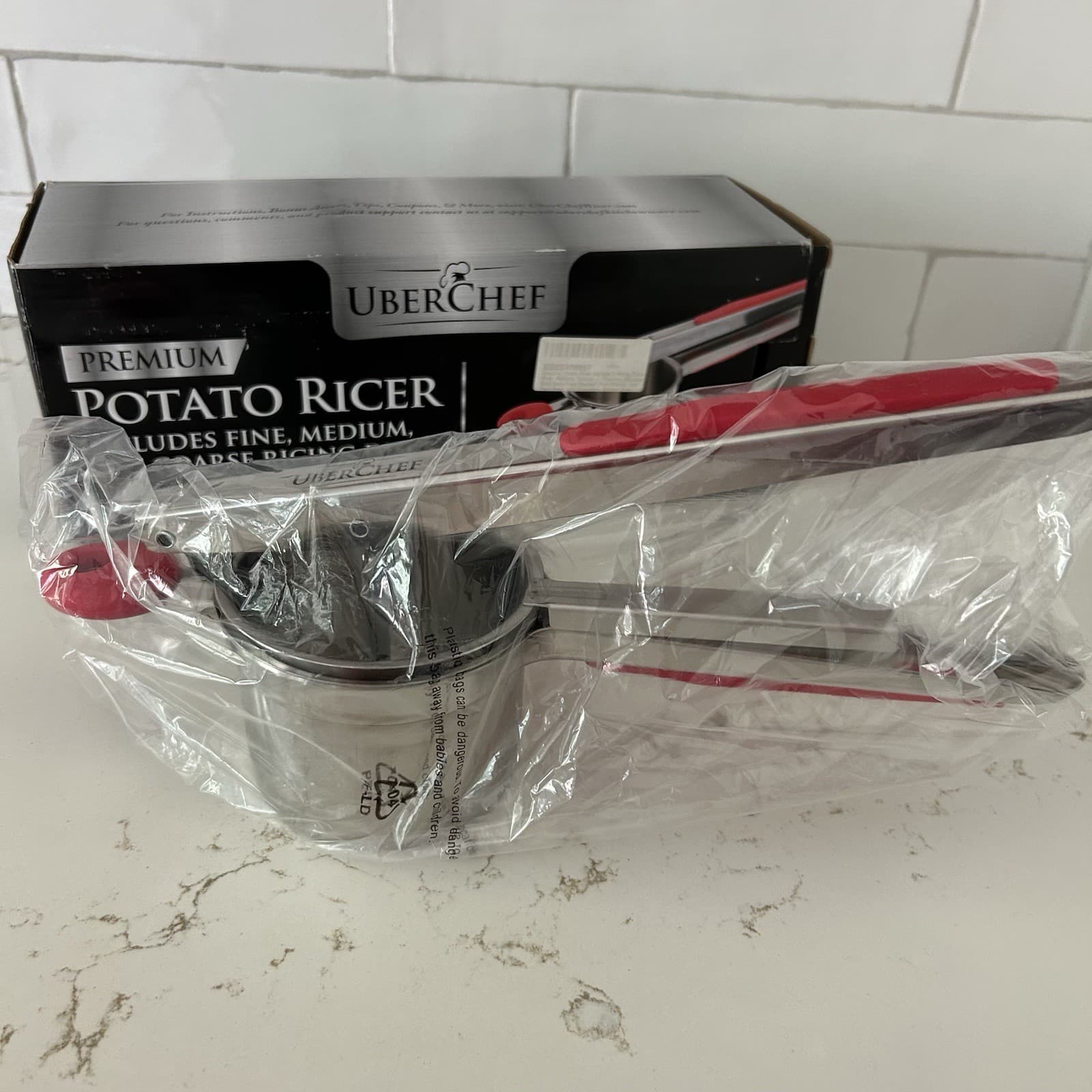 UberChef Potato Ricer Set 3 Ricing Discs Fine Medium Coarse Stainless Steel NEW 6