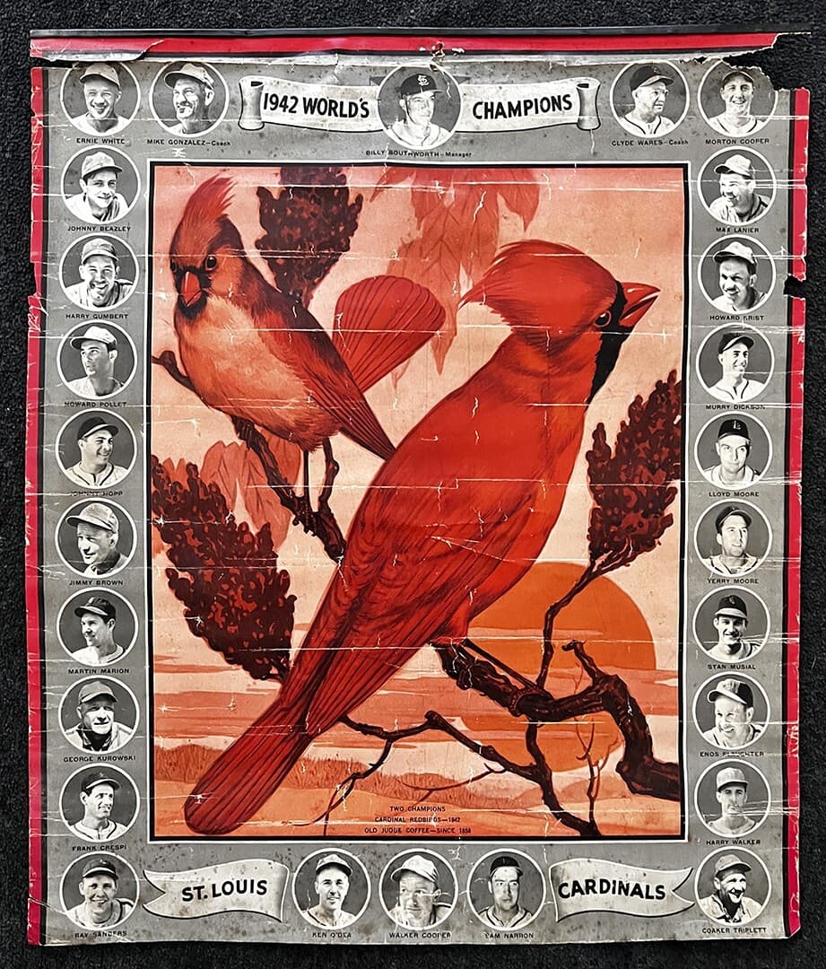 CHAMPS! 1942 Cardinals Calendar Featuring Rookie STAN MUSIAL ENOS SLAUGHTER