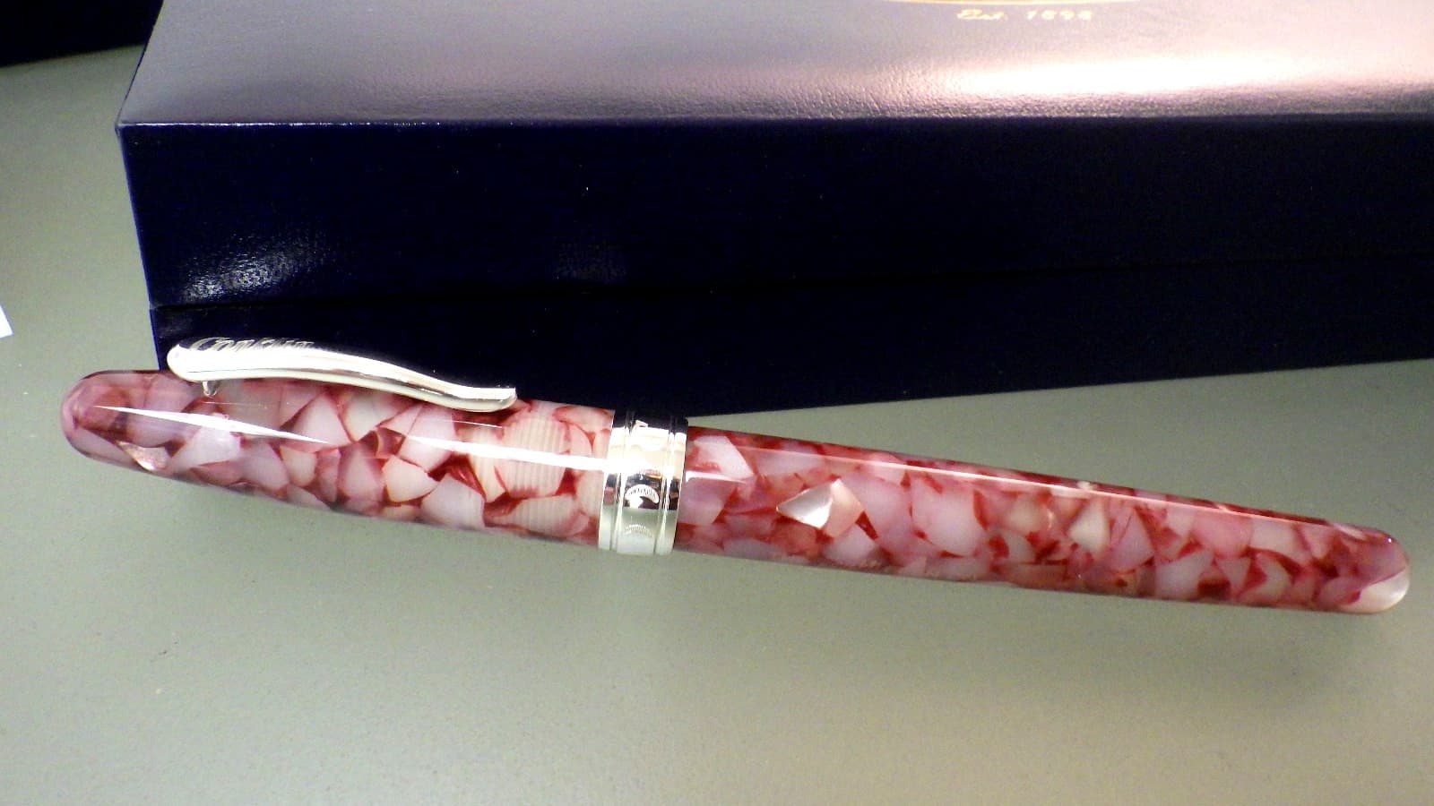 Vtg Conklin CUSHION POINT Cherry Crushed Ice Hooded Nib Fountain Pen in Box New? 2