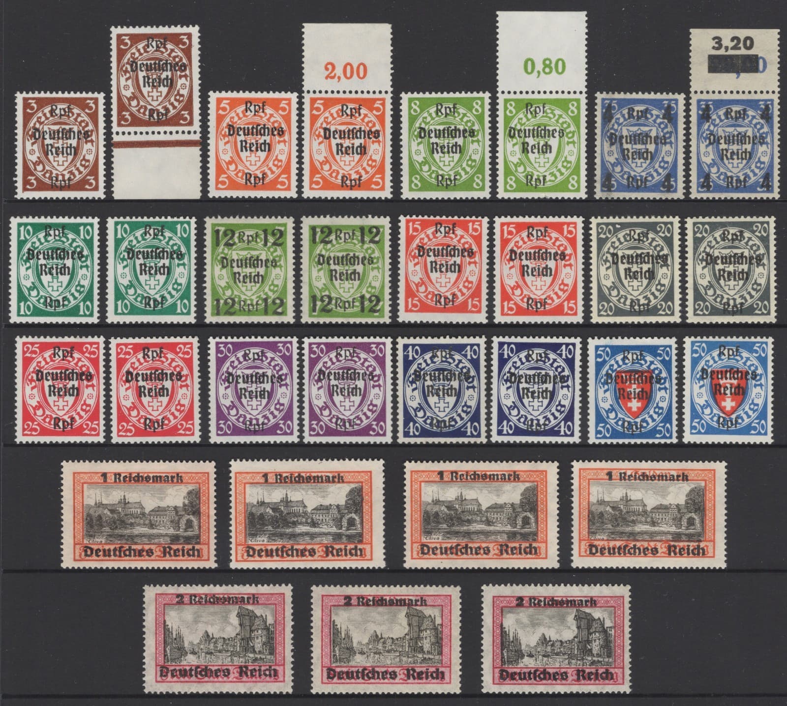 Germany Empire 1939 Danzig Postage Stamps Overprinted (31v) MNH SCHLEGEL BPP