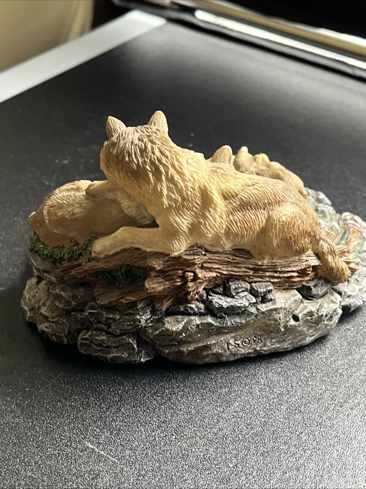 Rare - Original - Living Stone - Wolf Treasures Moments Wolf Cubs Pups Playing 5