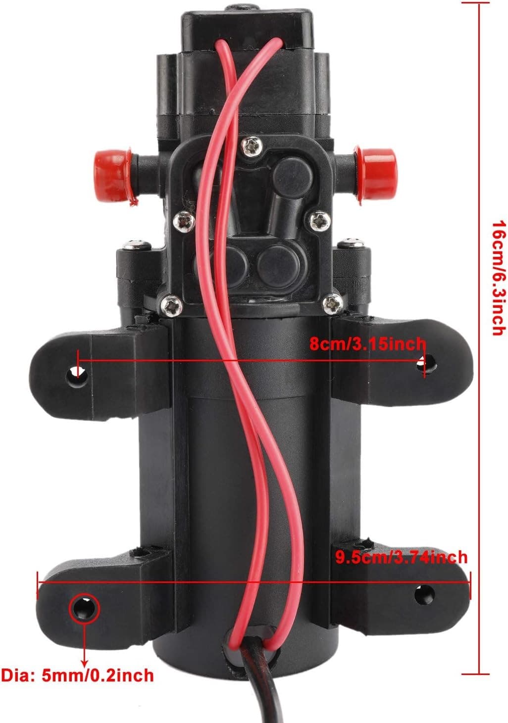 12V 35 PSI Water Pump Self Priming Pump Diaphragm High Pressure Pump for Boat 3