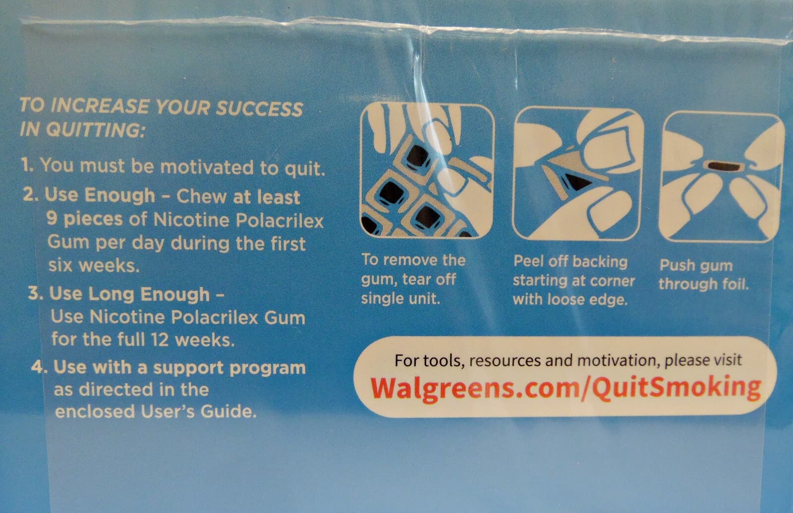 1PK Nicotine Walgreens gum uncoated 4mg 170ct sugar free EX03/2028 SEALED 4