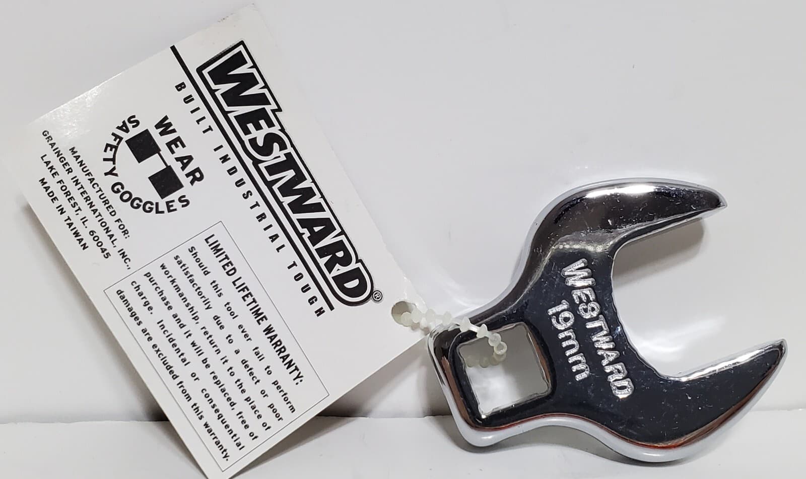 Westward 19MM Crowfoot Wrench~~1EYR9~~3/8 Drive~~Alloy Steel~~Chrome Finish  2