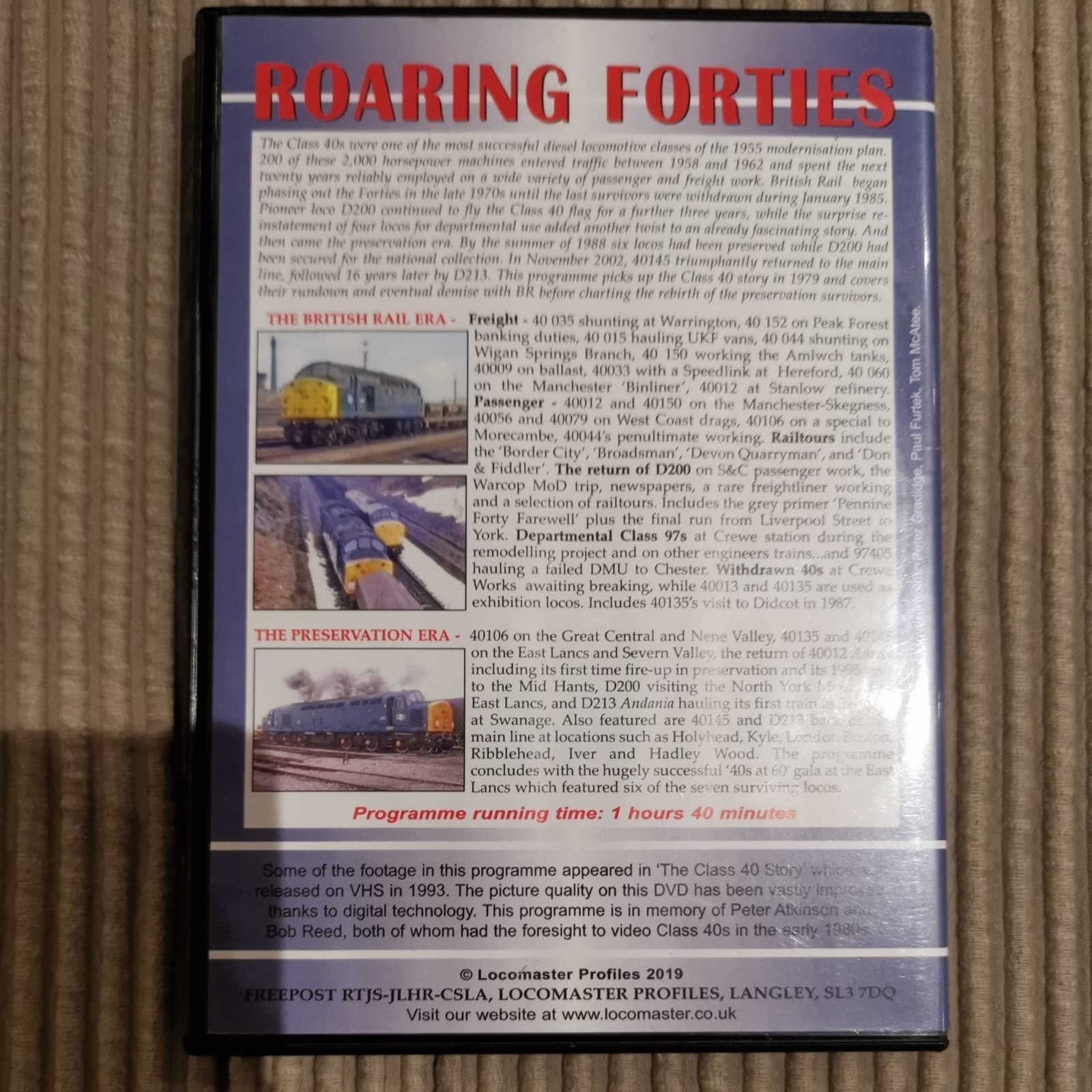 Roaring Forties Locomaster Profiles Railway DVD Class 40 2