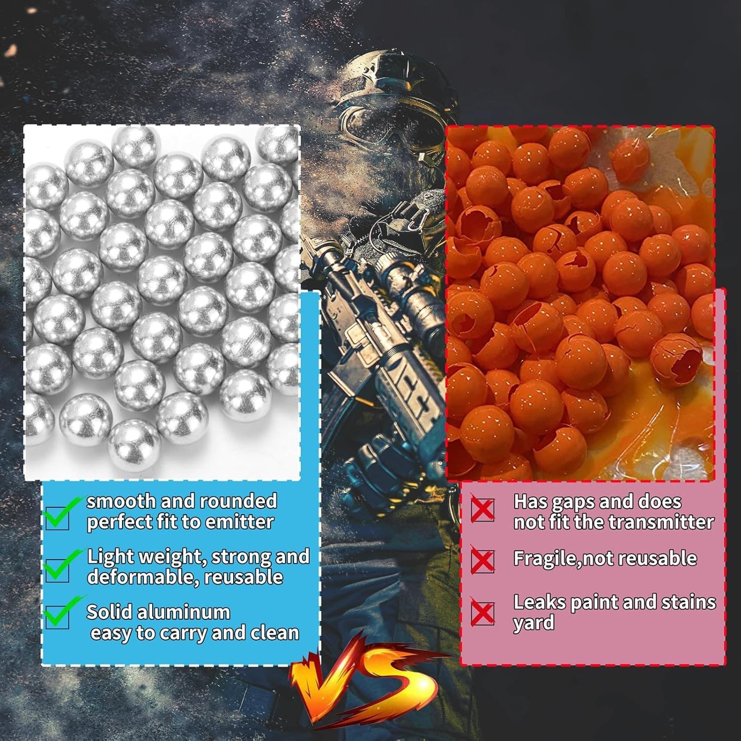 100 Pcs 43 Cal Aluminum Balls for Self Defense and Target Practice, Solid Hard . 6