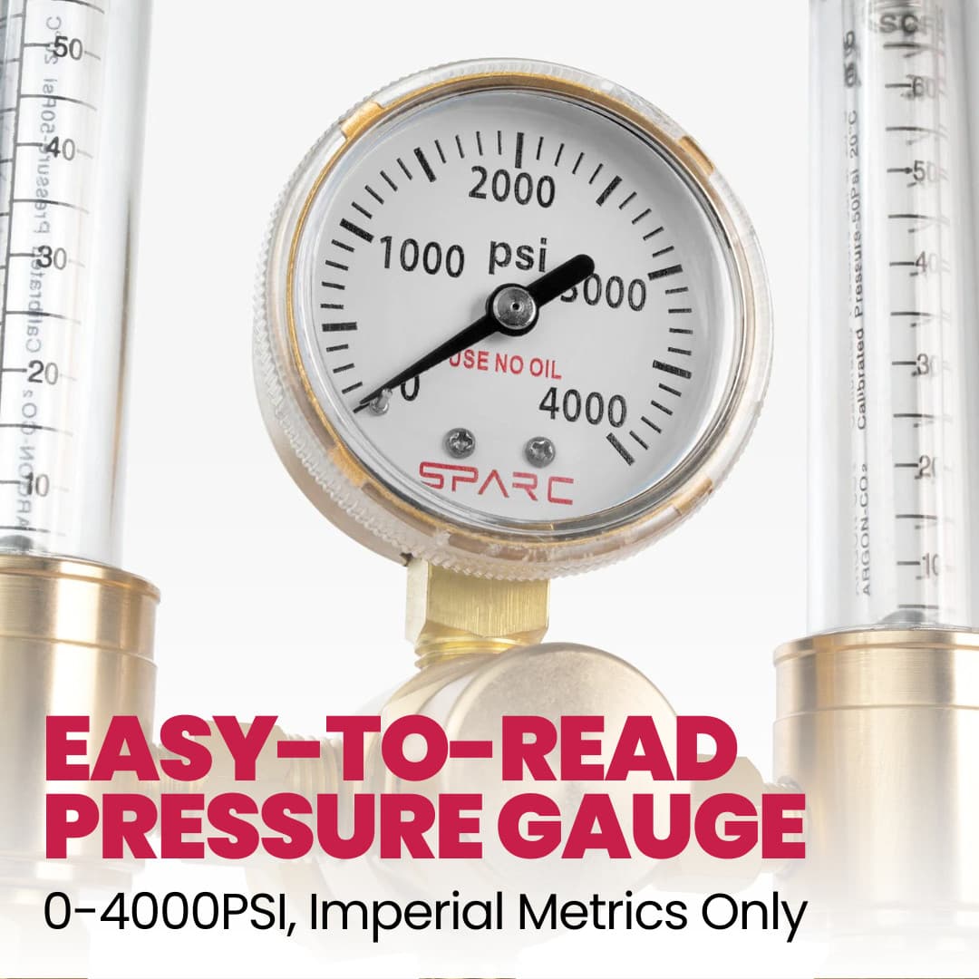 SPARC Dual Output Argon Welding Flow Meter + Regulator 0-60 CFH CGA-580 MIG TIG 2