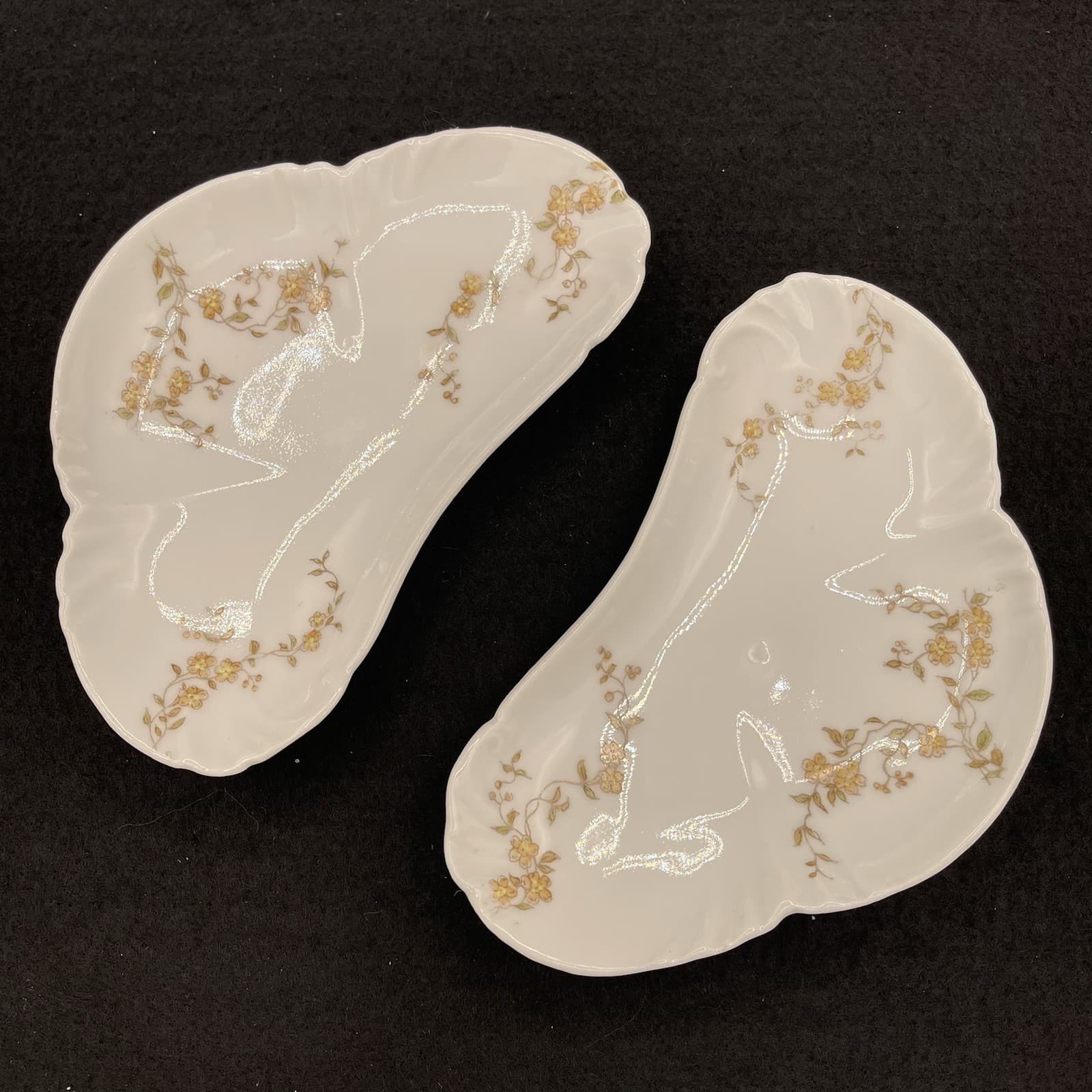 Pair Of Limoges Made In France Curved Small Plates Trays