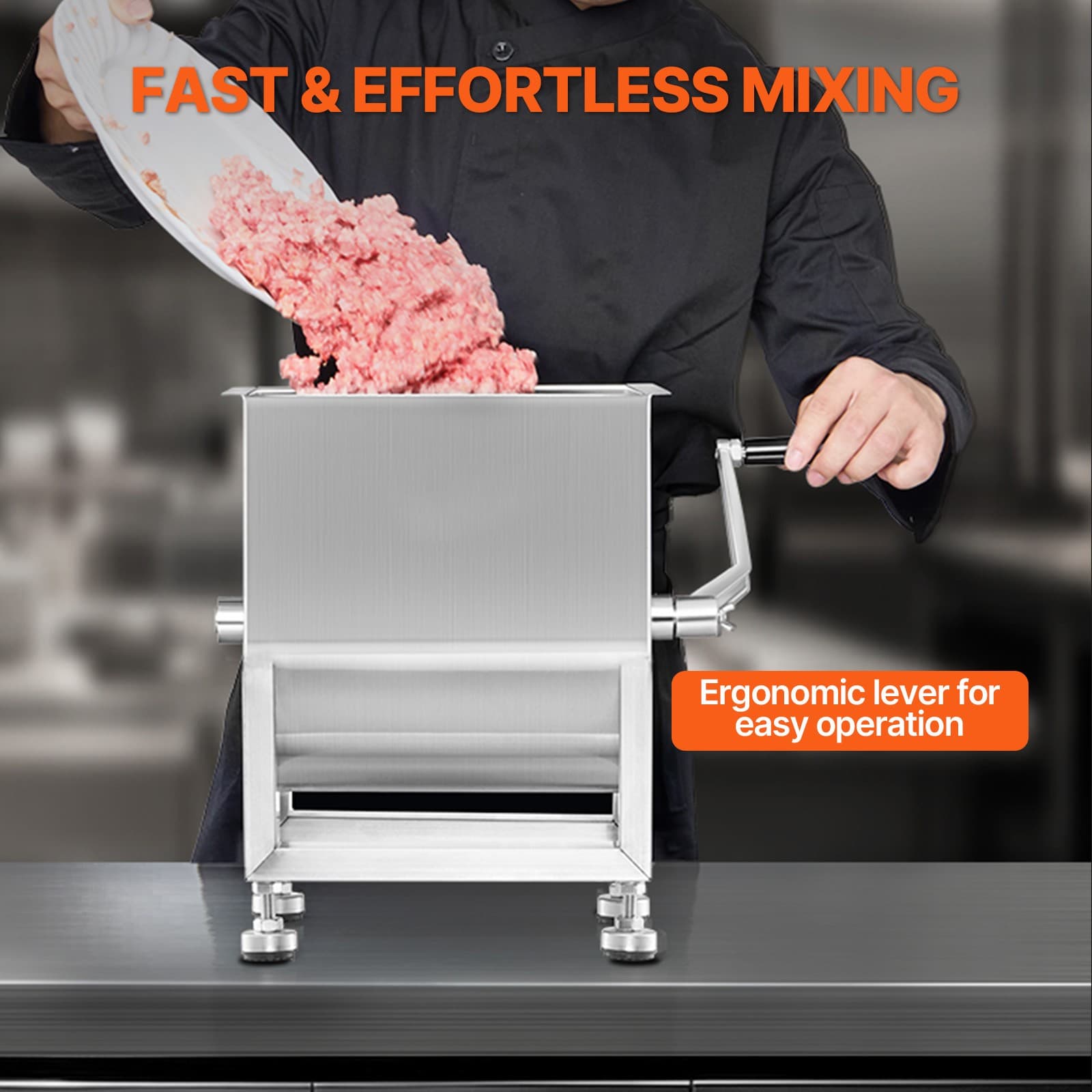 Manual Meat Mixer  15LB Fixed Tank Mixing Max Hand Meat Sausage Mixer Machine 3