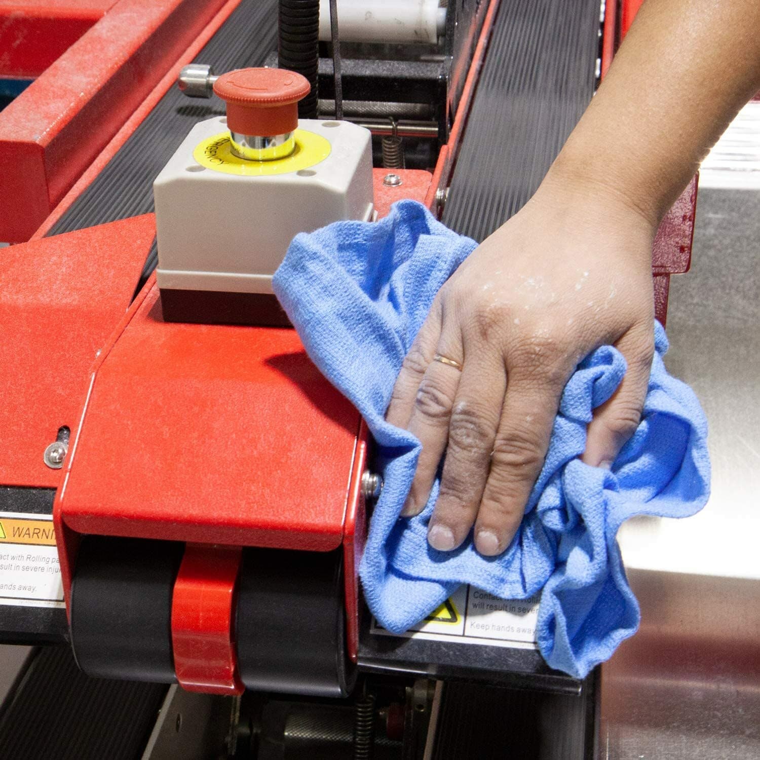 Bag of 50 Huck Cleaning Towels - 14 x 24 Cotton Reusable Blue Drying Cloth Rags 5