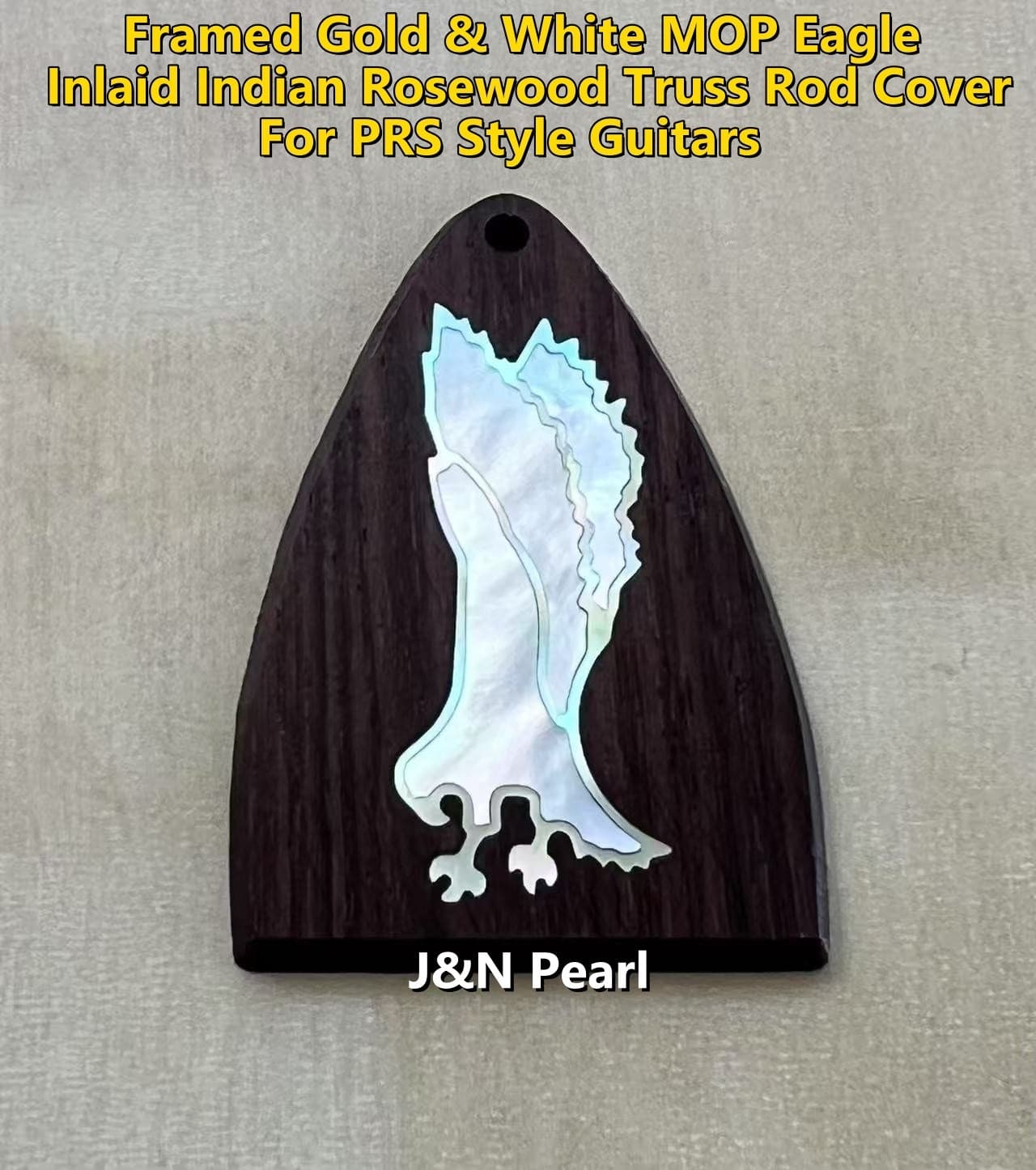 1pc Rosewood Truss Rod Cover Inlaid Framed Gold &White MOP Eagle for PRS Guitars 3