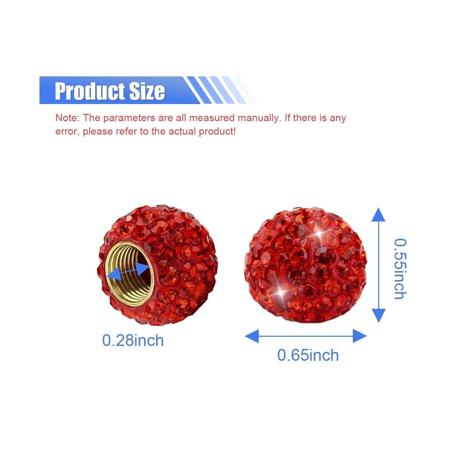 4PCS Bling Diamond Car Tire Valve Stem Cap, Crystal Rhinestone Wheel Valve Pr... 2