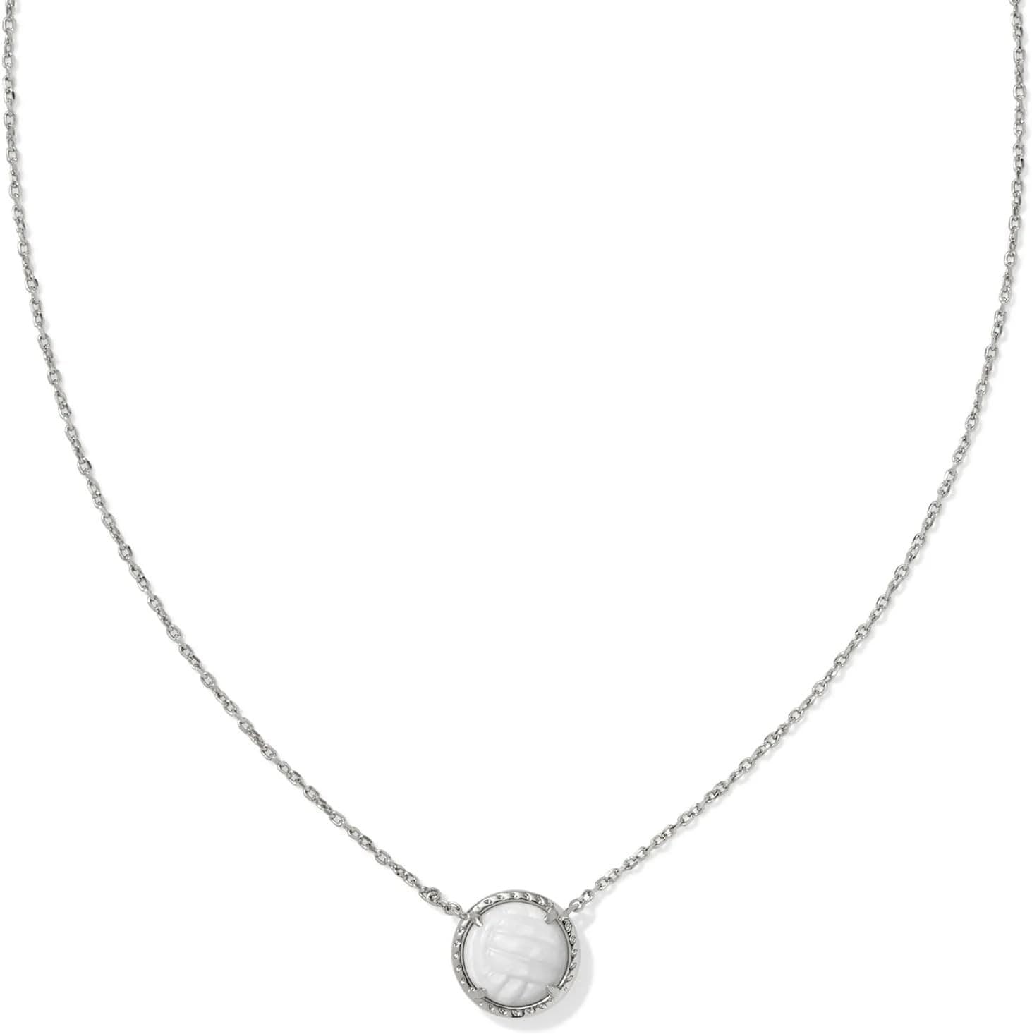 Kendra Scott Volleyball Pendant Necklace, RHODIUM - WHITE MOTHER OF PEARL 