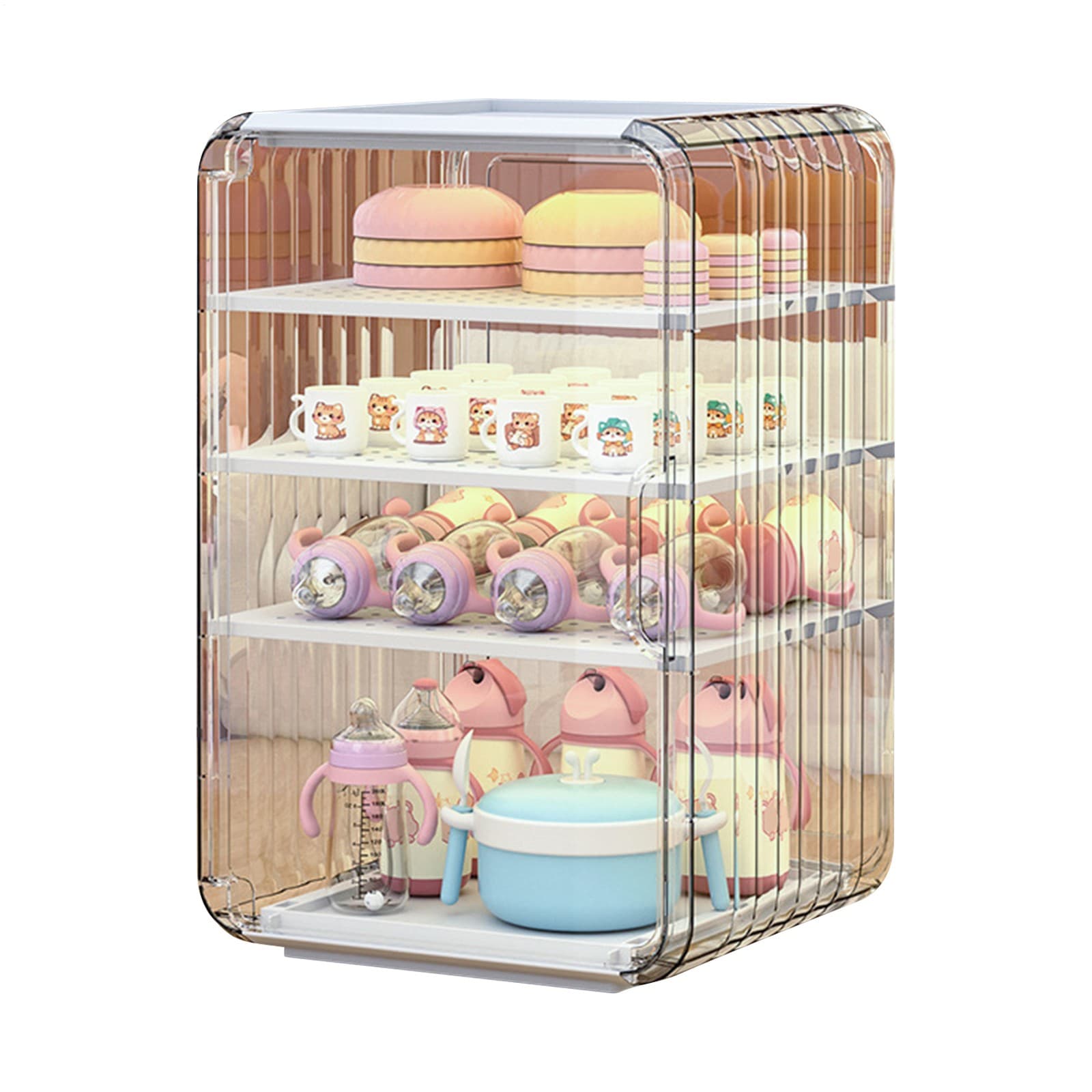 Baby Cutlery Storage Box Vertical Dustproof Cups Holder With Cover 39.5x25x24cm