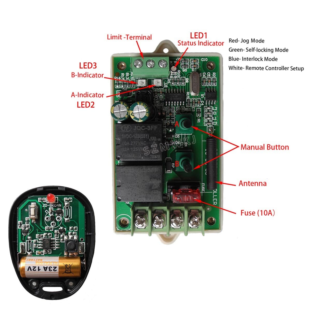 Positive Inversion Controller +Remote 12V/24V 10A For DC Motor Linear Actuators 6