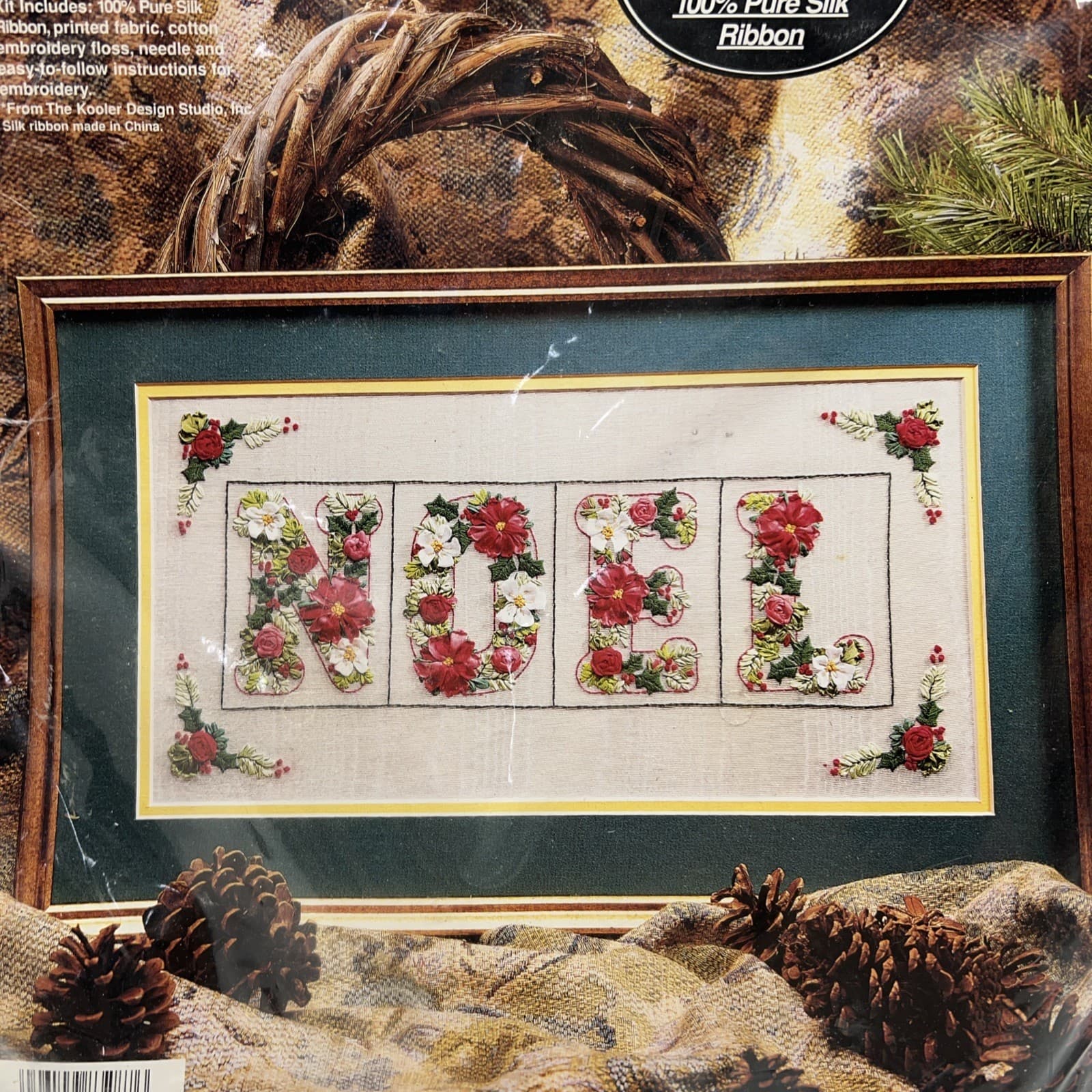 Bucilla Silk Ribbon Embroidery Kit NOEL Holiday Christmas Picture Sealed #83287 3