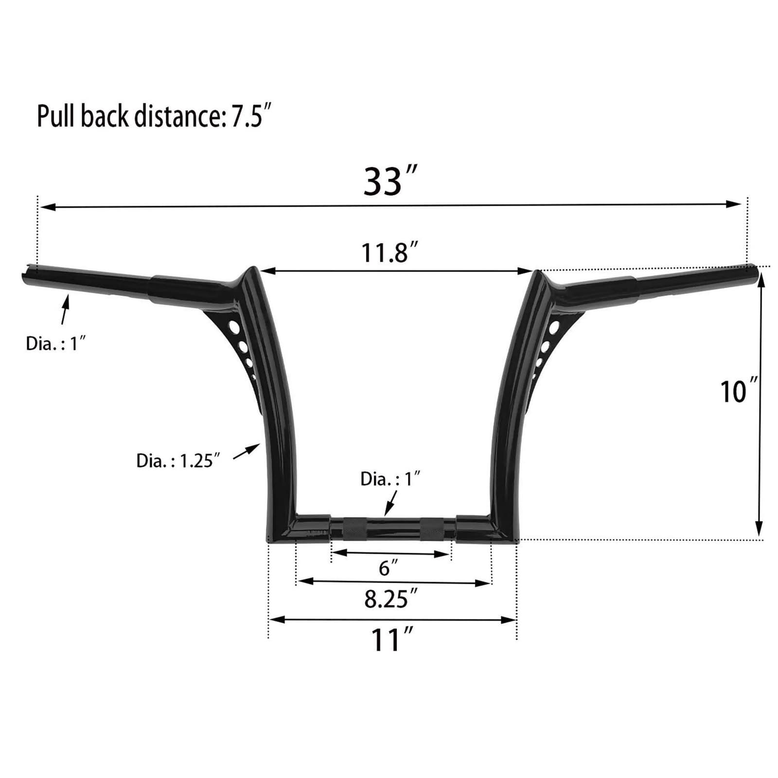 12" 14" Rise Handlebar Ape Hanger For Harley Softail Dyna Sportster Touring 6