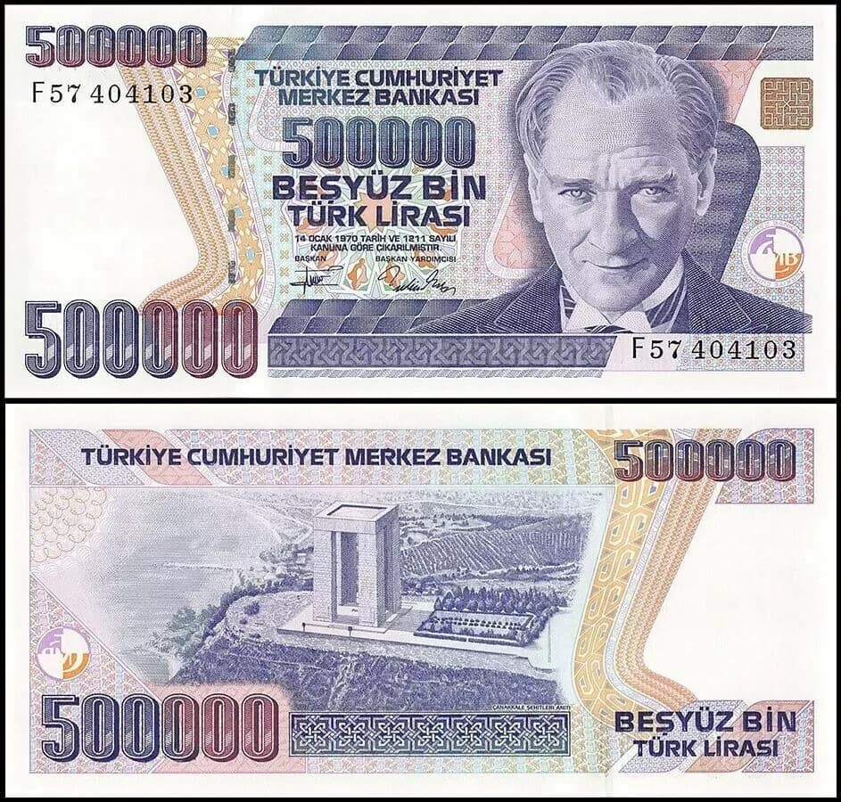 TURKEY 7.th EMISSION 1982-2002, UNC SET, 12 PCS, 10 TO 1 MILLION 3