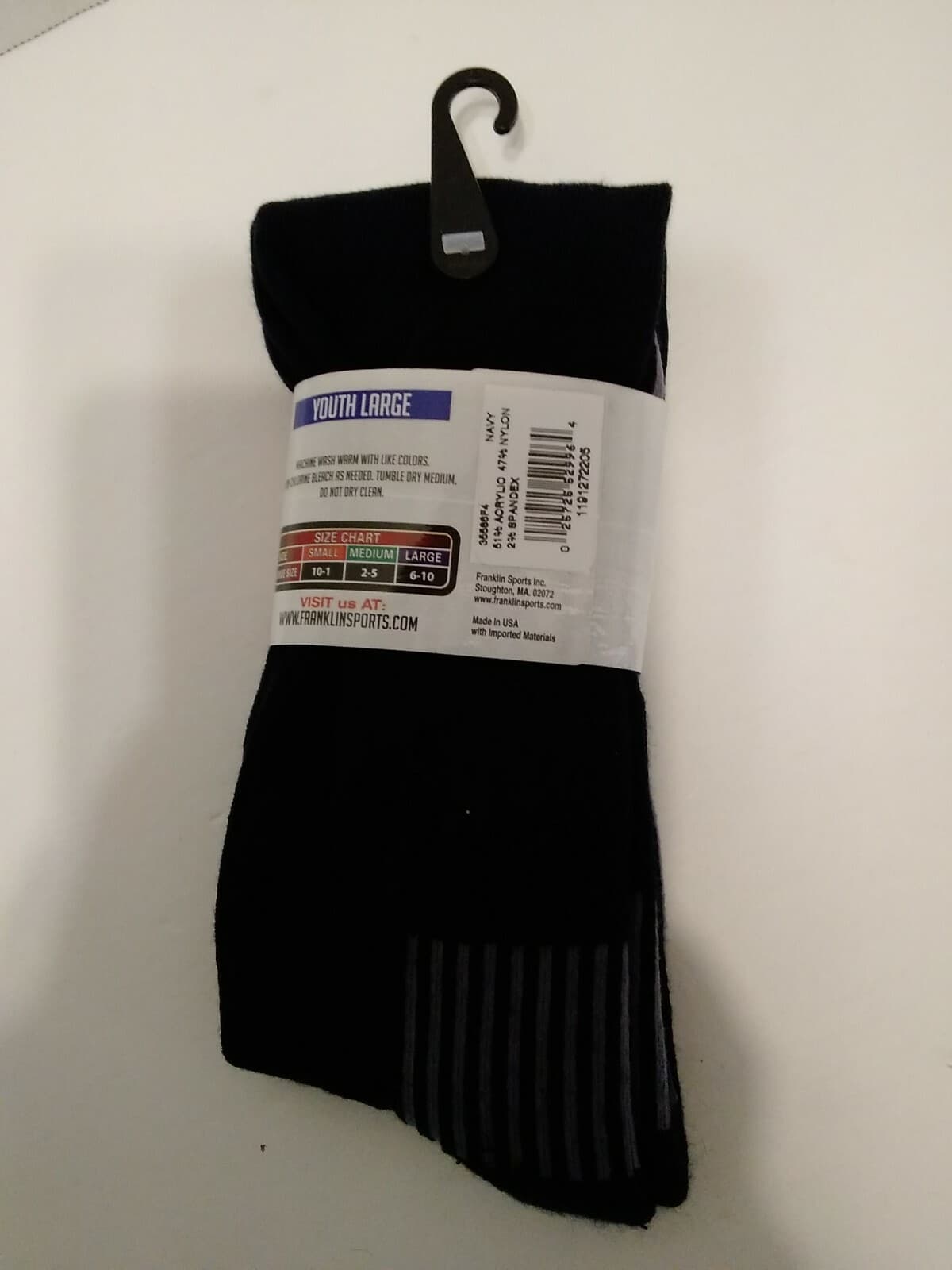 Franklin Youth Medium Baseball Socks Navy Shoe Size 6-10 Large 5