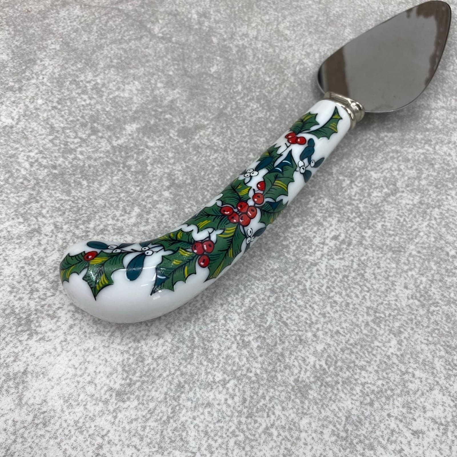 Vintage Sheffield England Christmas Holiday Porcelain & Stainless Steel Cake Pie