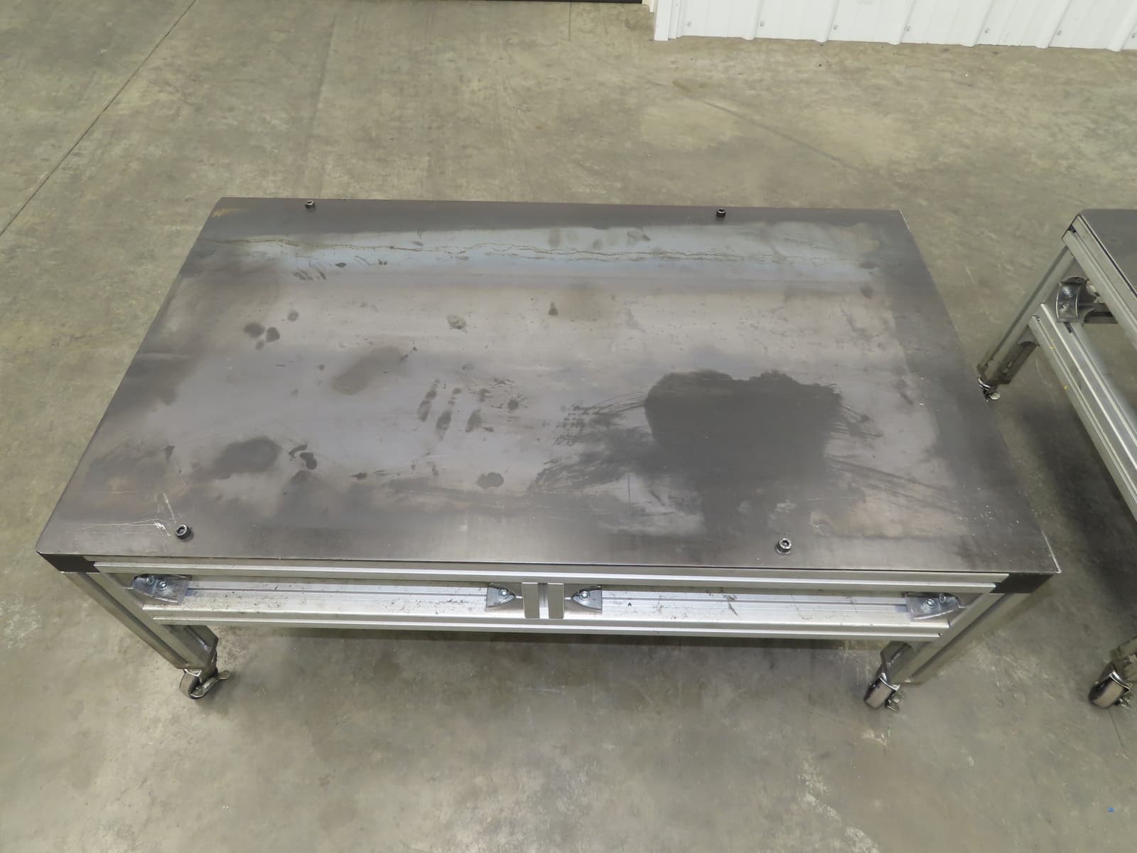 3/16" Steel Top Aluminum Table Work Cart 80/20 Extrusion T Slot 39x23" Lot of 2 6