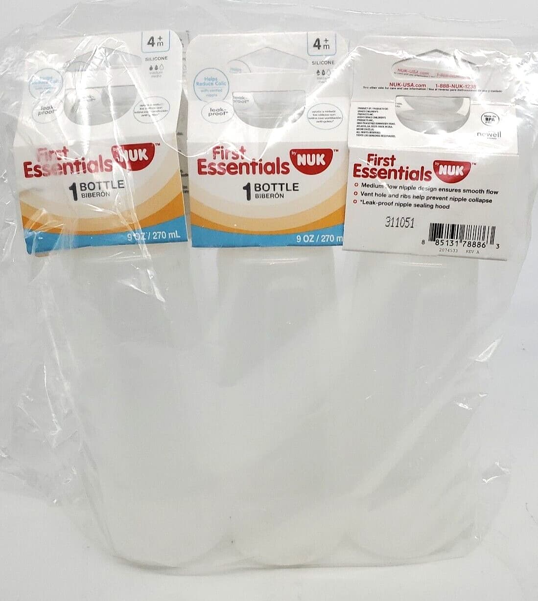 6x Bottles Nuk First Essentials 4M+ Silicone Baby Bottle | 9oz | Fast Shipping 2