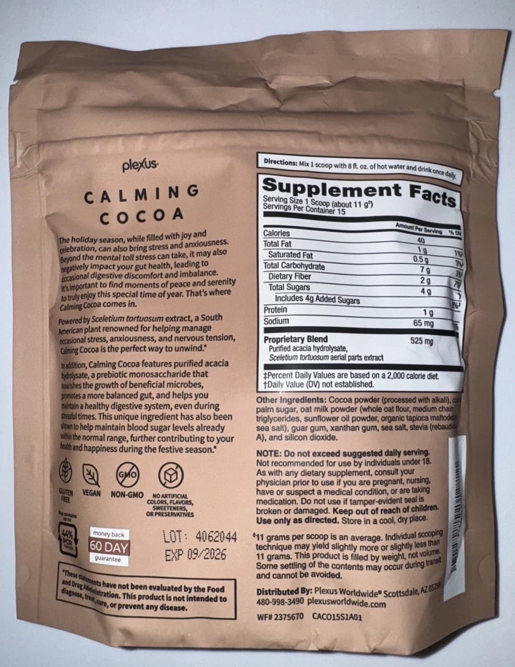 New Plexus Prebiotic Calming Hot Cocoa Powder - “Serenity In Every Sip” 9/26 Exp 4